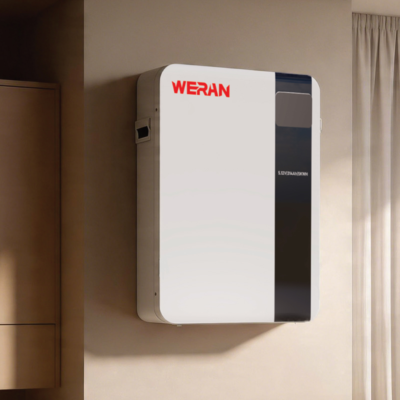 Batterie LiFePO4 murale WERAN 51,2 V 100 Ah 5,12 kWh pour le stockage d'énergie solaire résidentiel