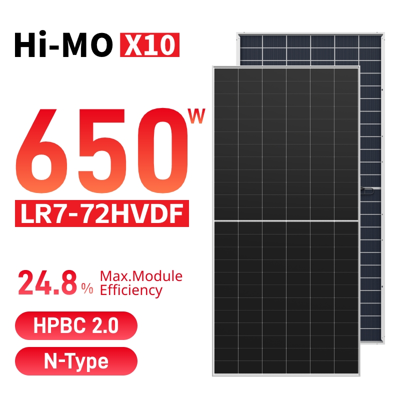 LONGi Hi-MO X10 Guardian Anti-Poussière 640-670W LR7-72HVDF Panneau Solaire Bifacial Double Verre HPBC 2.0